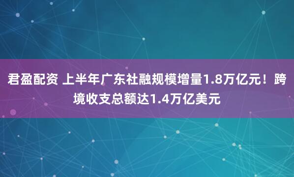 君盈配资 上半年广东社融规模增量1.8万亿元！跨境收支总额达1.4万亿美元